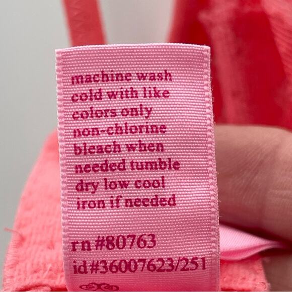 Victoria’s Secret Y2k 2006 Coral Lace Floral Logo Underwire Chemise Lingerie 34B - Picture 11 of 11